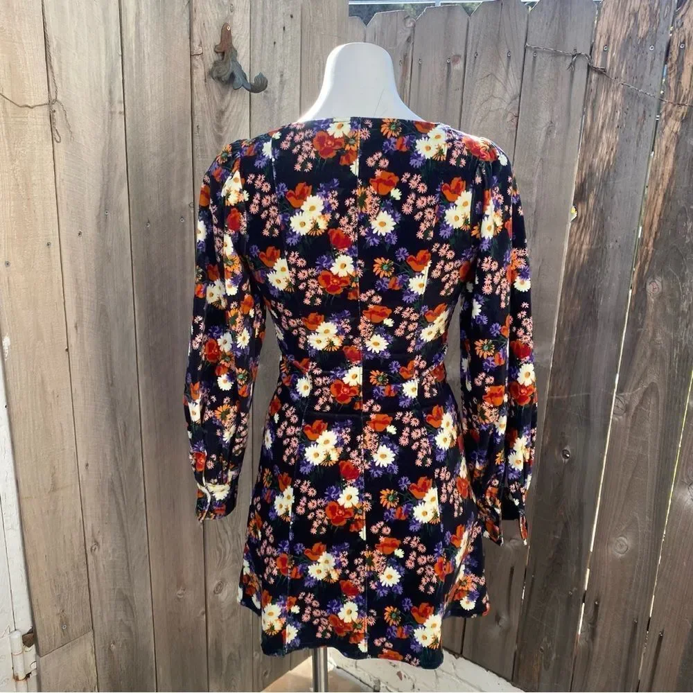STAUD Chandler Velvet Dress Black Floral XS - Picture 12 of 15